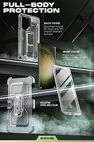 Supcase Unicorn Beetle Pro מקרה עבור Samsung Galaxy S23 Ultra 5G, [מסגרת קדמית נוספת] שכבה מלאה של גוף מלא שכבה מחוספסת- Clip and Kickstand